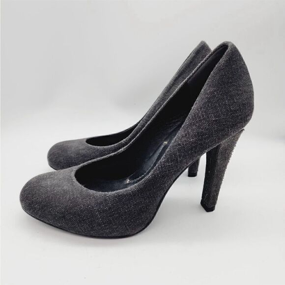 BCBG Black Textured Pumps with 3” Gold Accent Heels Size 7.5 - Picture 1 of 9